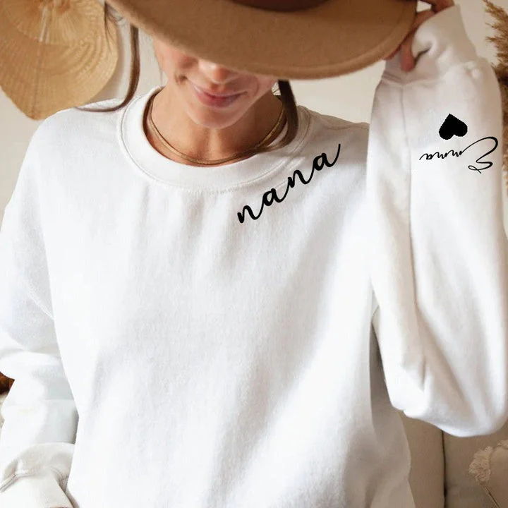 Personalized Nana Mama with with Children's Names on the Sleeve Sweatshirt - Image 4