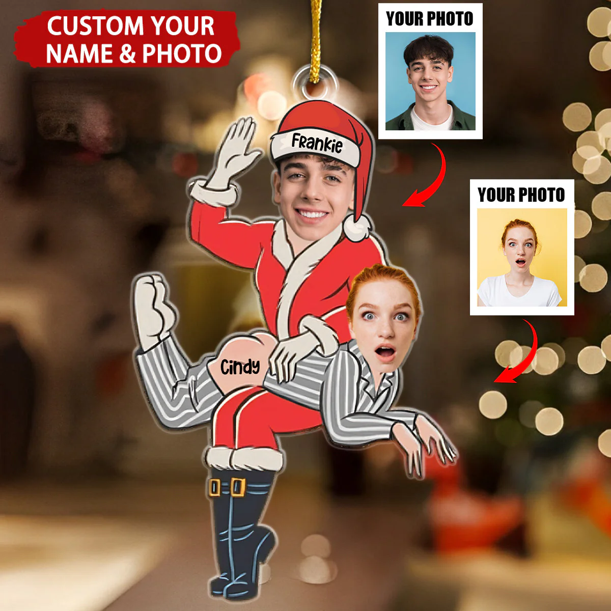 Funny Santa Couple Personalized Christmas Ornament