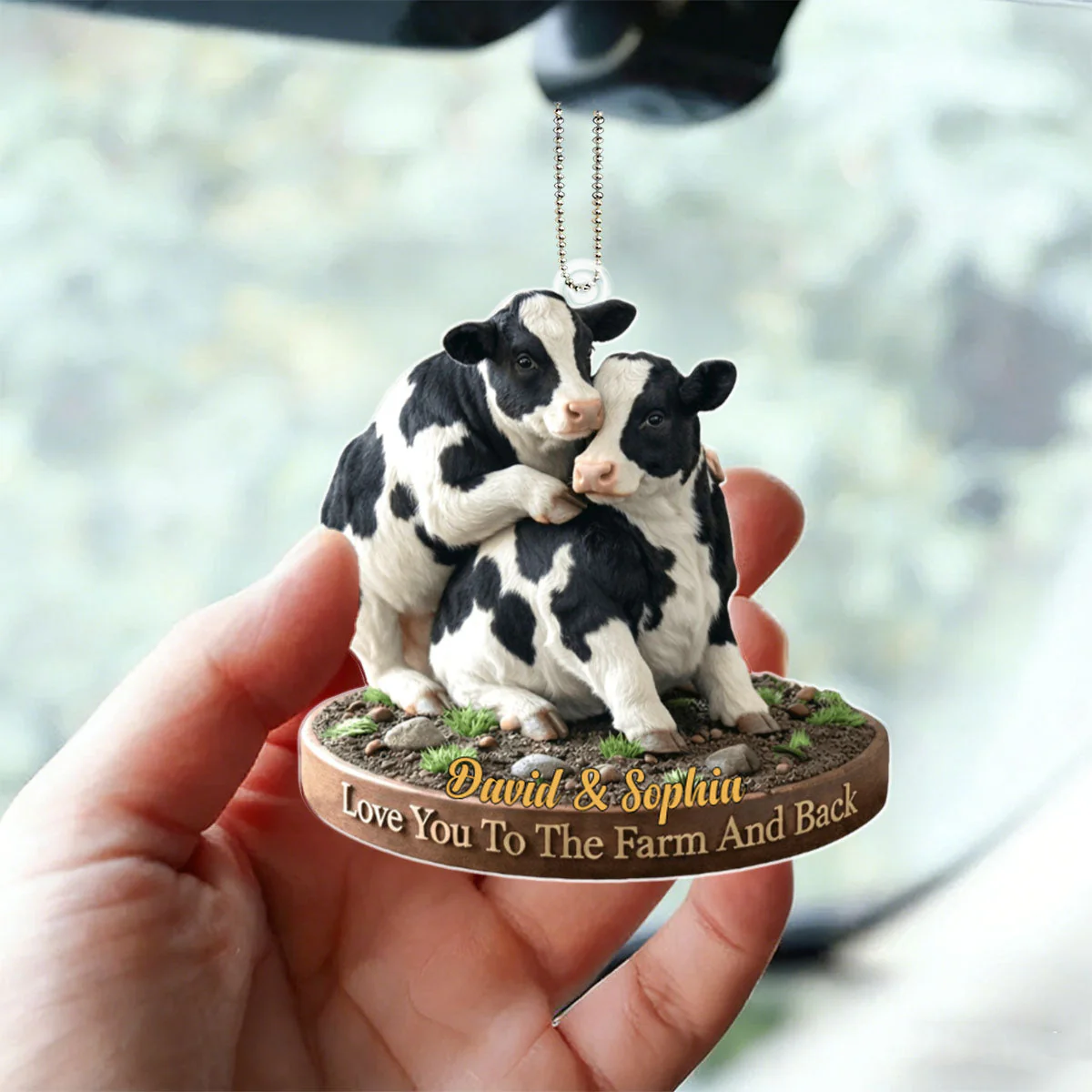 Personalized naughty cow couple acrylic ornament gift for couple - Image 2
