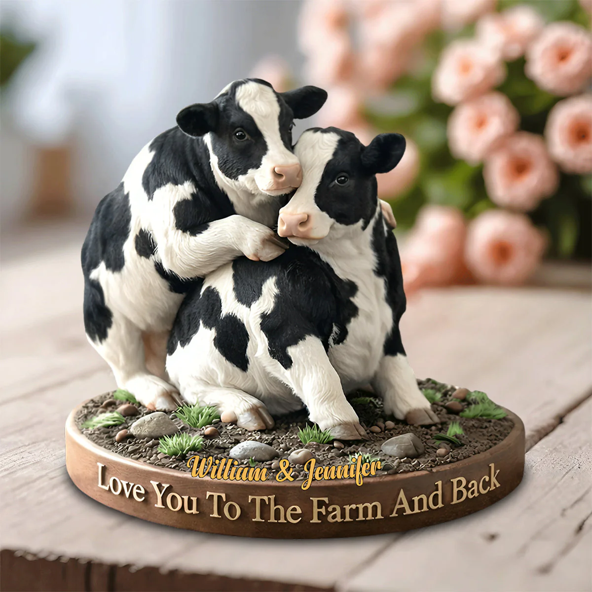 Personalized naughty cow couple acrylic plaque gift for couple - Image 2