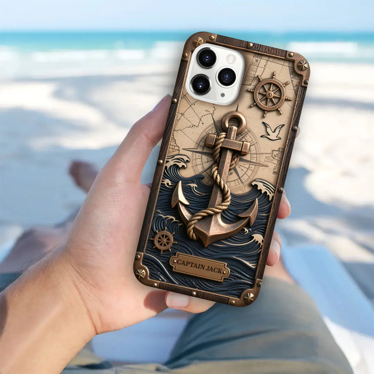 Personalized Nautical Anchor Vintage Nautical Map Fragment Phone Case - Image 5