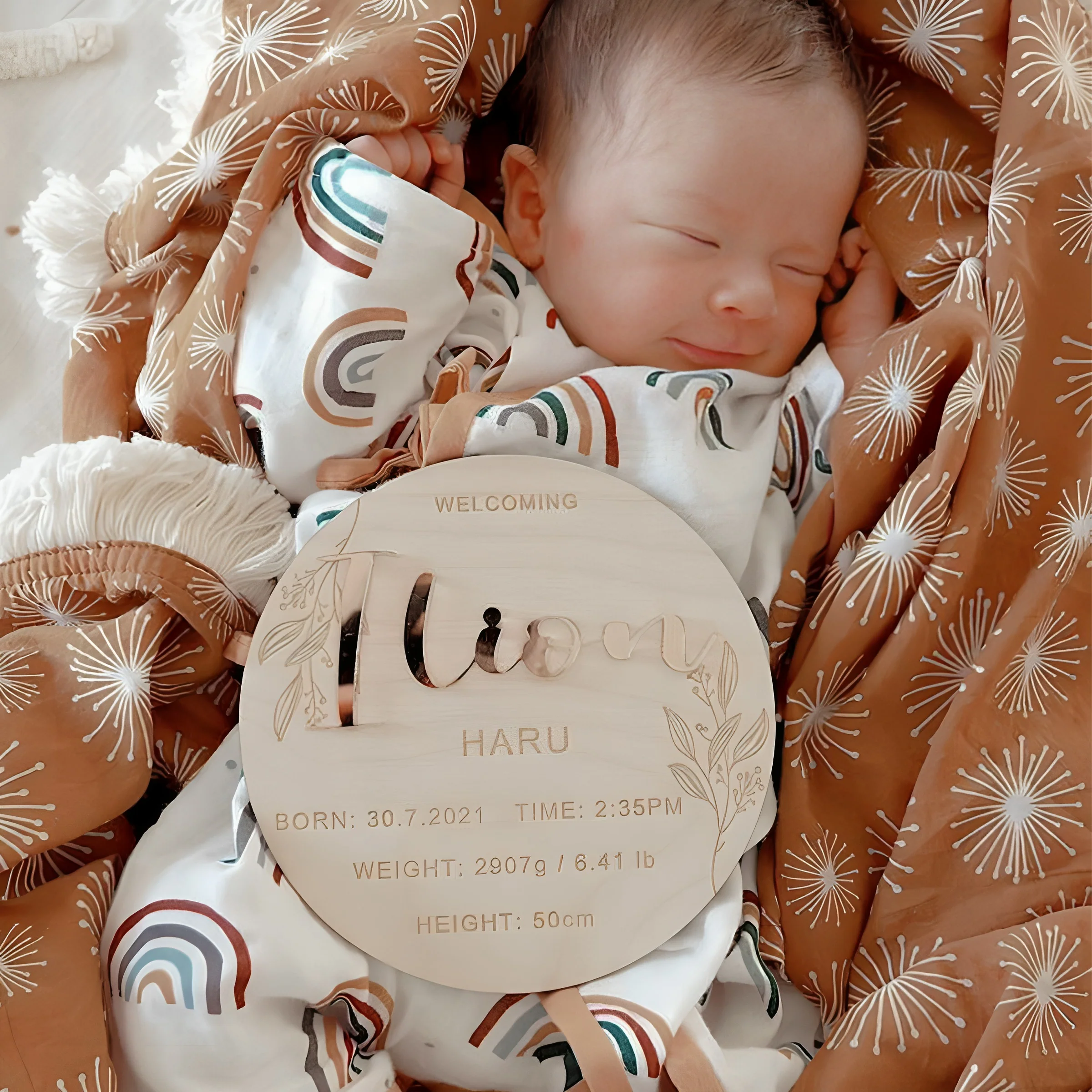 Personalized Newborn Gift Baby Birth Announcement Sign Plaque - Image 5