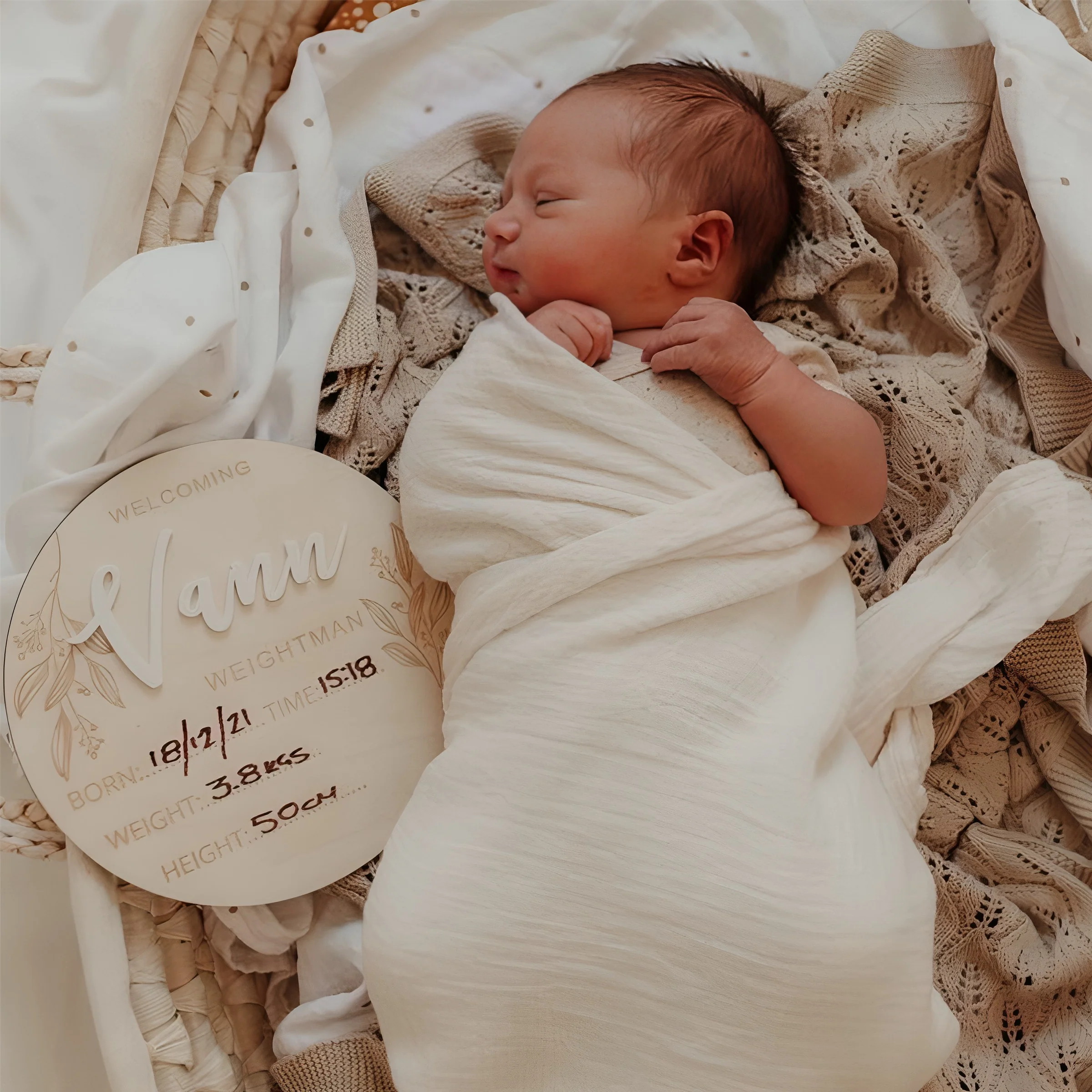 Personalized Newborn Gift Baby Birth Announcement Sign Plaque - Image 7
