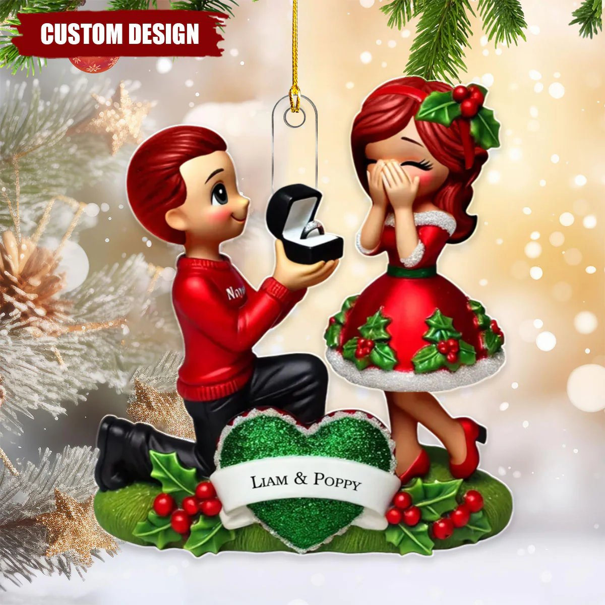 Personalized Newly Engaged Ornament, She Said Yes! - Custom Just Engaged Gifts for Couples - Image 2