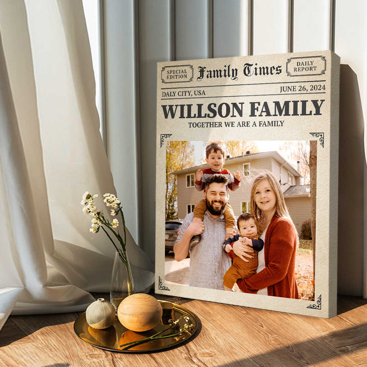 Personalized Newspaper Wall Art, Family Times Magazine Poster Print, Family Photos Canvas - Image 2