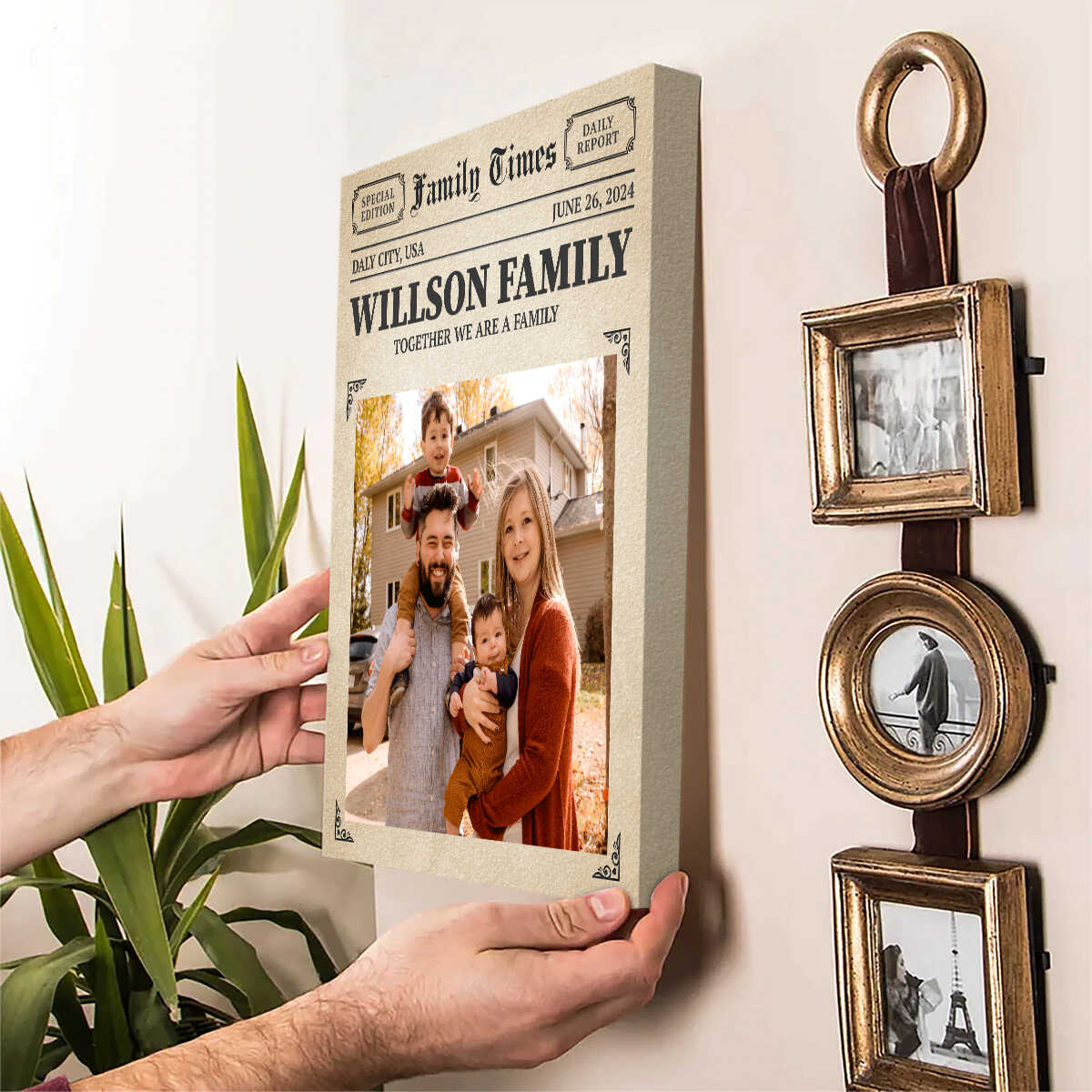 Personalized Newspaper Wall Art, Family Times Magazine Poster Print, Family Photos Canvas - Image 3