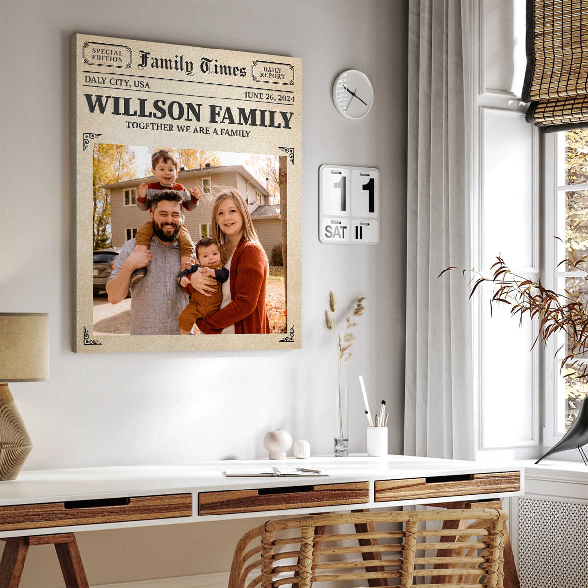 Personalized Newspaper Wall Art, Family Times Magazine Poster Print, Family Photos Canvas - Image 4