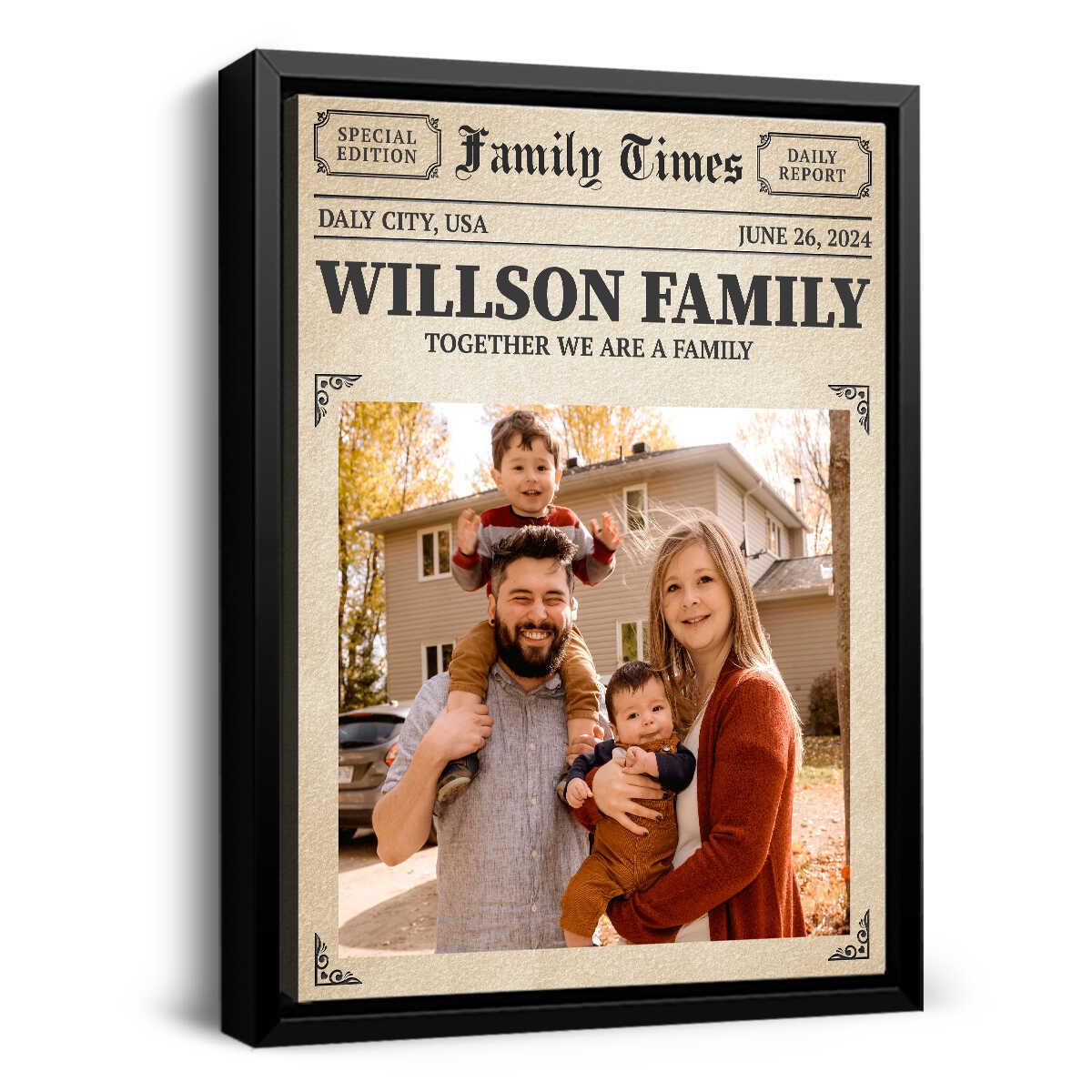Personalized Newspaper Wall Art, Family Times Magazine Poster Print, Family Photos Canvas - Image 5