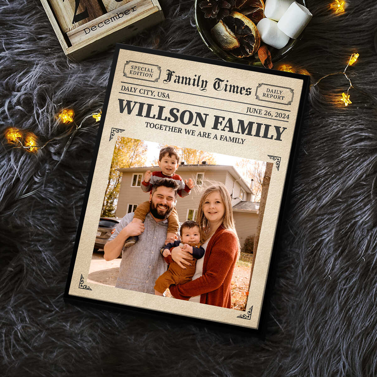 Personalized Newspaper Wall Art, Family Times Magazine Poster Print, Family Photos Canvas - Image 6