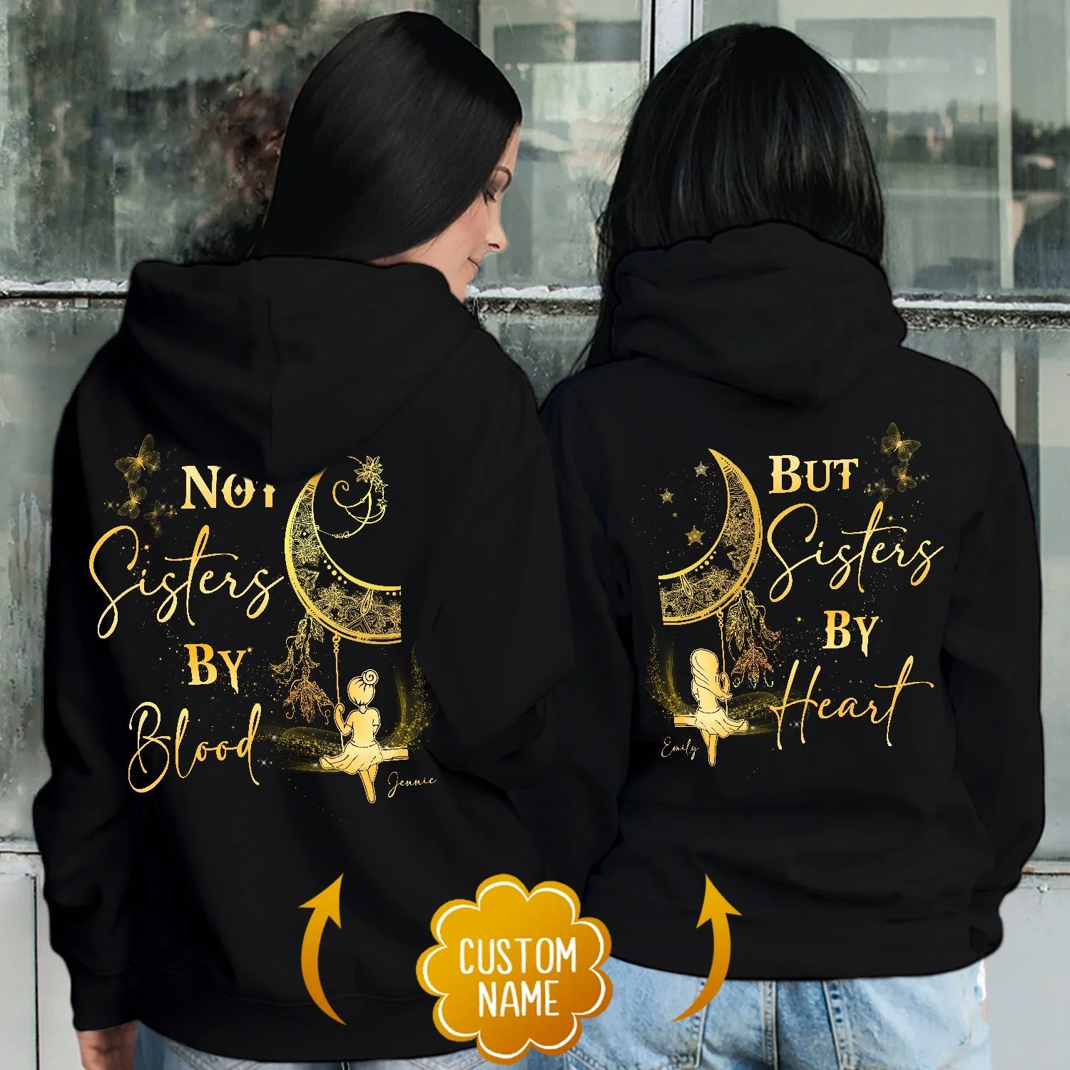 Personalized Not Sisters By Blood But Sisters By Heart Bestie Hoodie - Image 3