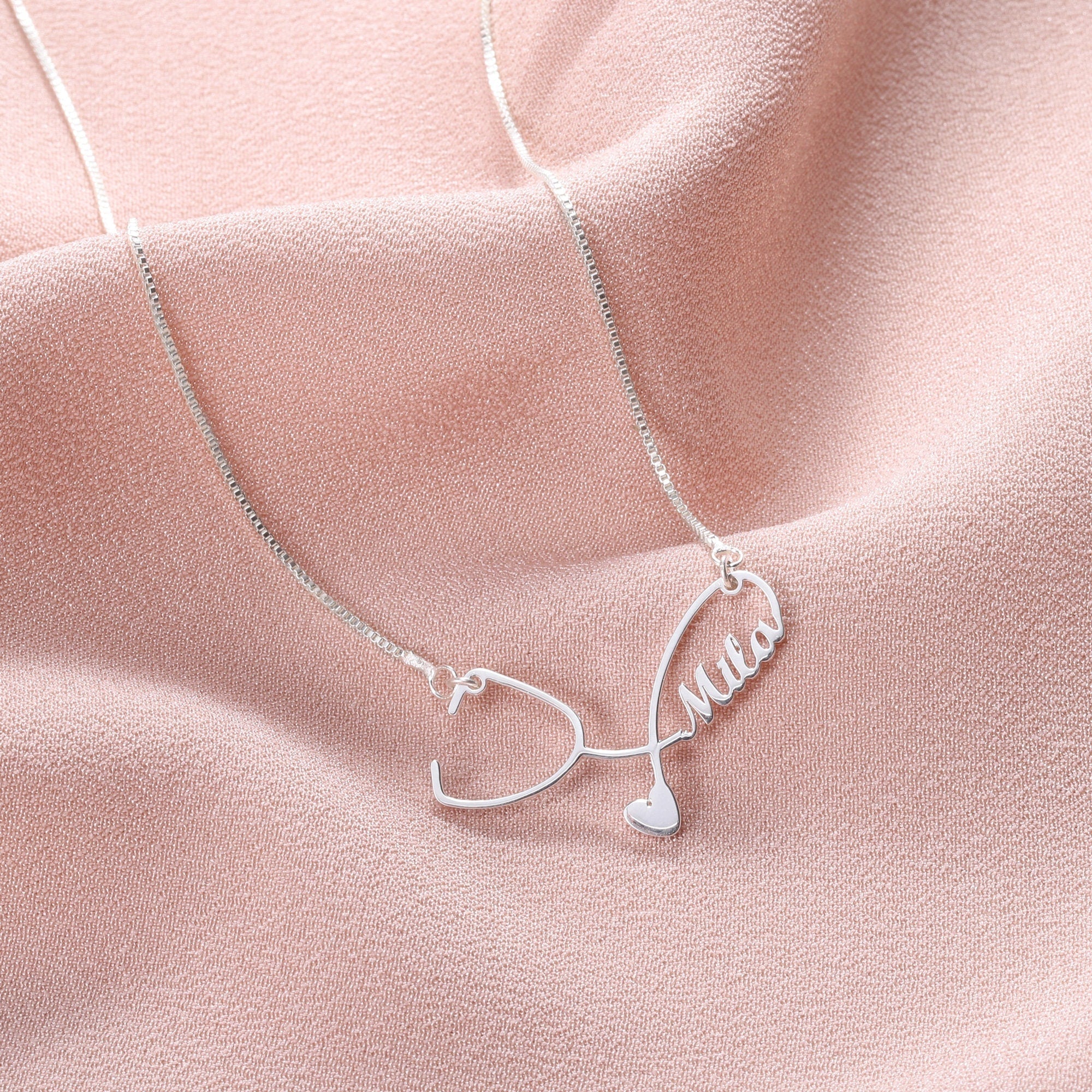 Personalized Nurse Stethoscope Necklace With Name - Ideal Graduation Gift For Medical Professionals - Image 3