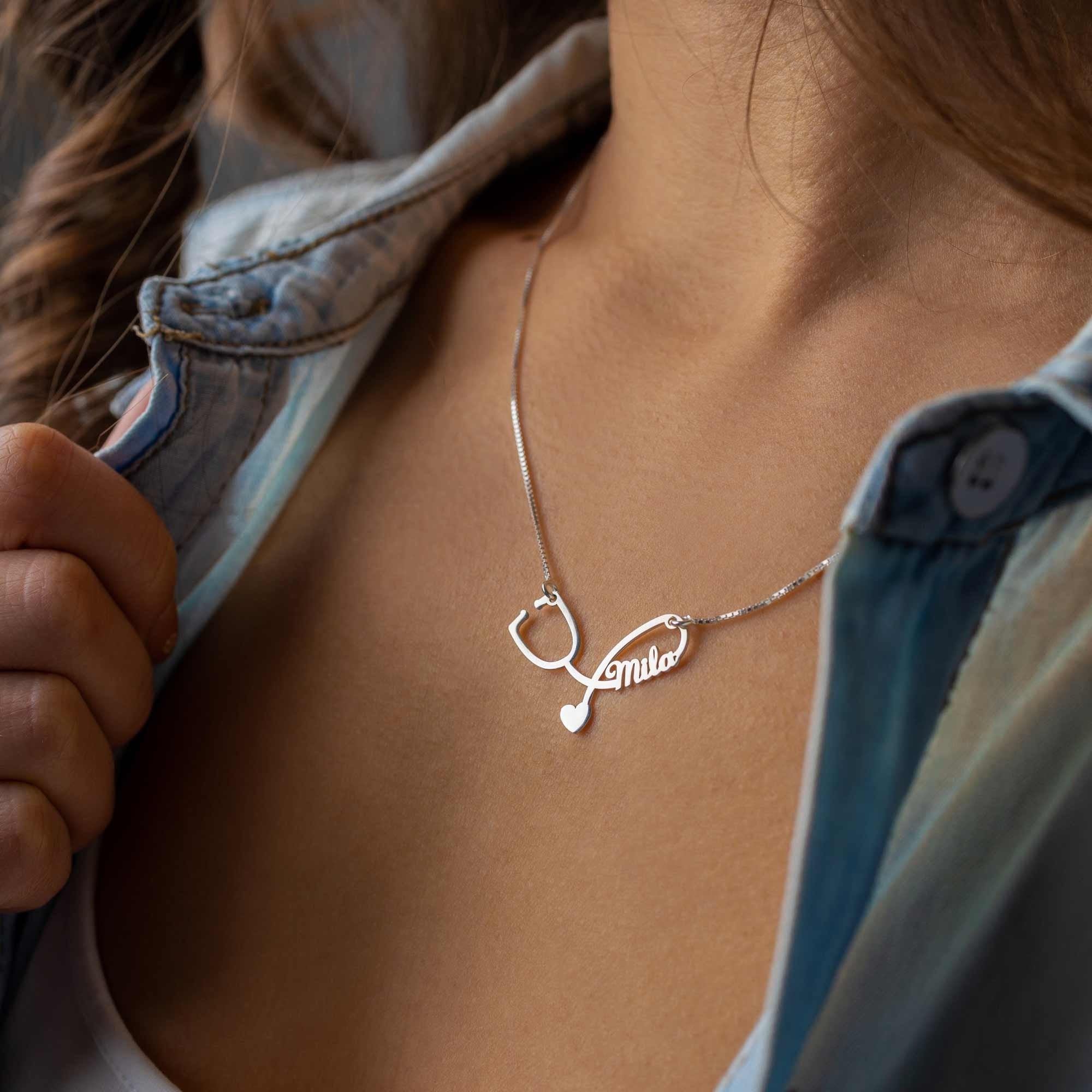 Personalized Nurse Stethoscope Necklace With Name - Ideal Graduation Gift For Medical Professionals - Image 5