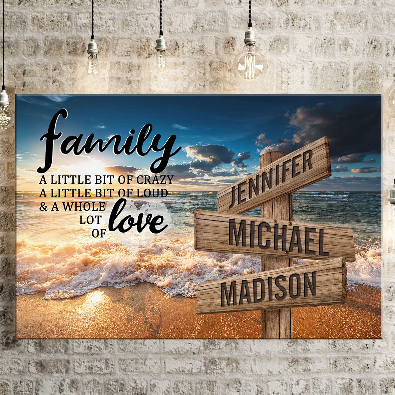 Personalized Ocean Sunset Color A Little Whole Lot of Love Multi-Names Premium Canvas Poster - Image 2