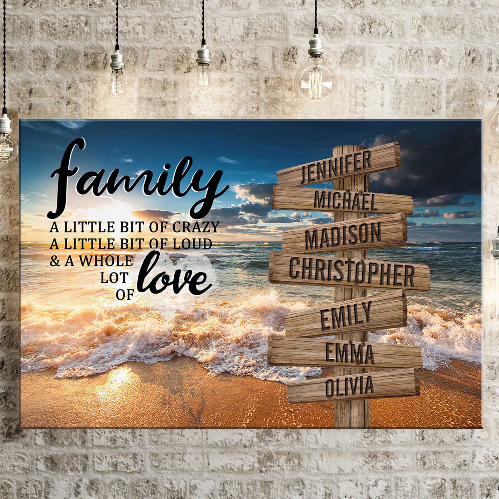 Personalized Ocean Sunset Color A Little Whole Lot of Love Multi-Names Premium Canvas Poster - Image 3