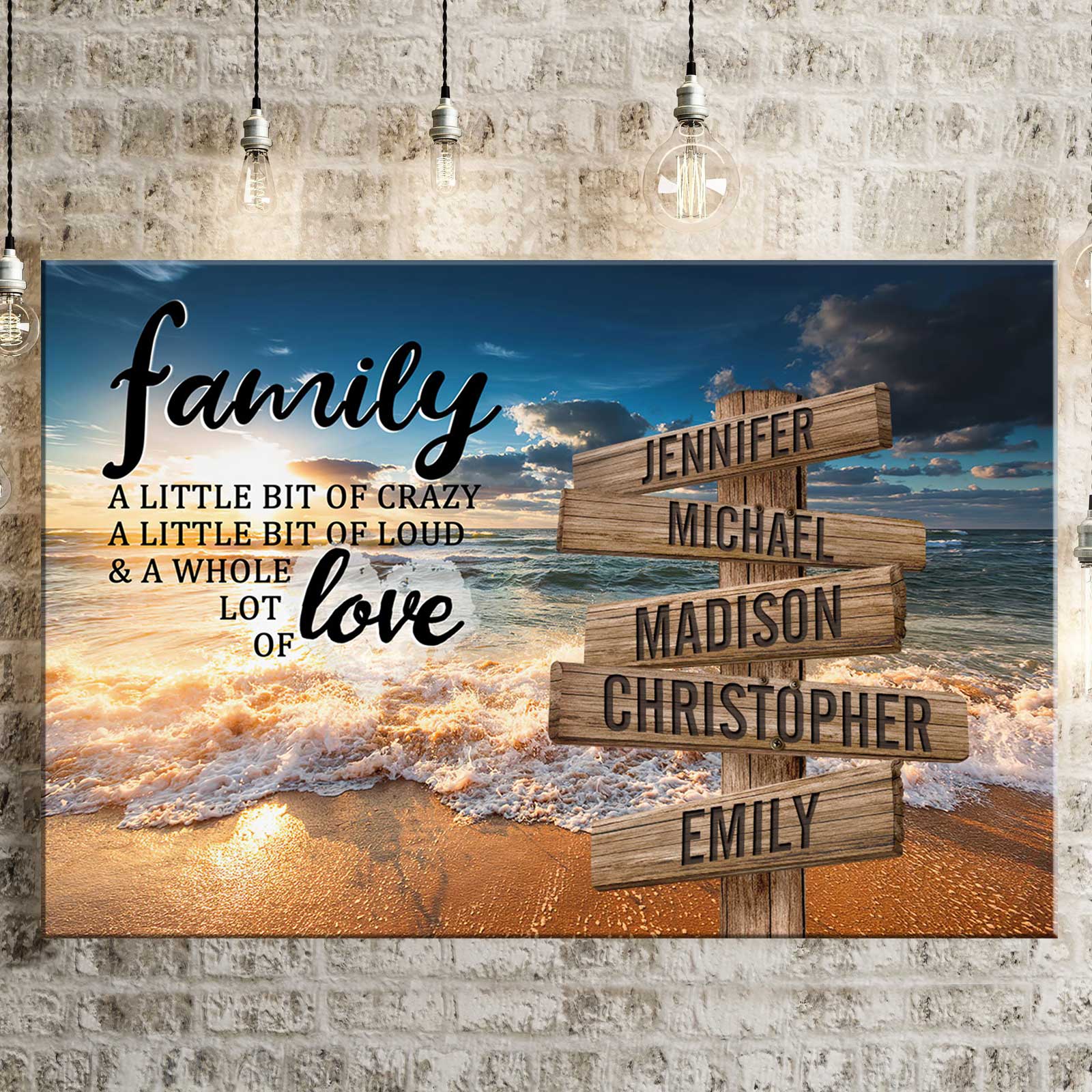 Personalized Ocean Sunset Color A Little Whole Lot of Love Multi-Names Premium Canvas Poster - Image 4