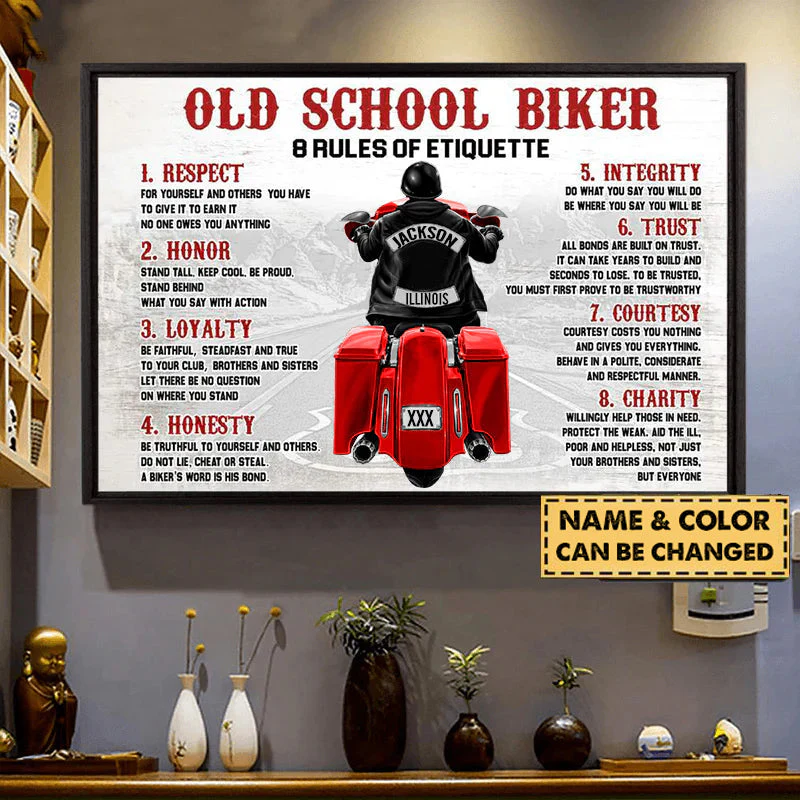 PERSONALIZED OLD SCHOOL BIKER POSTER - Image 2
