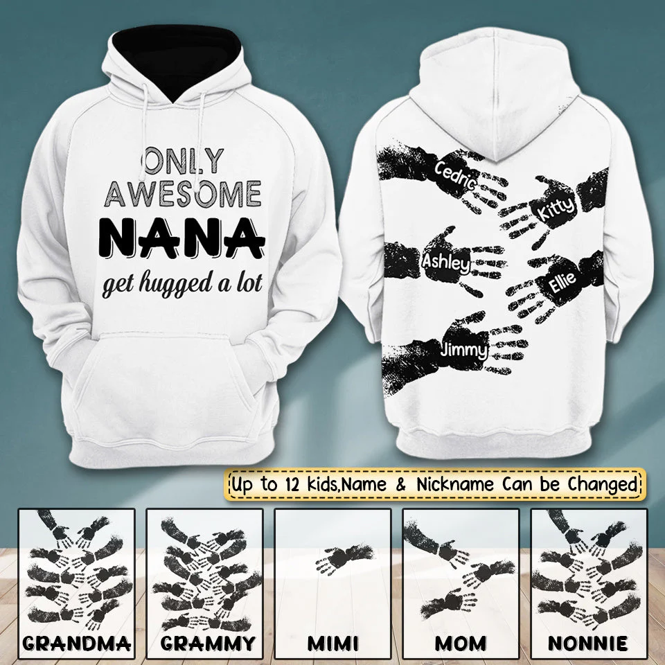 Personalized Only Awesome Grandma Kid Get Hugged A Lot Hoodie - Image 2