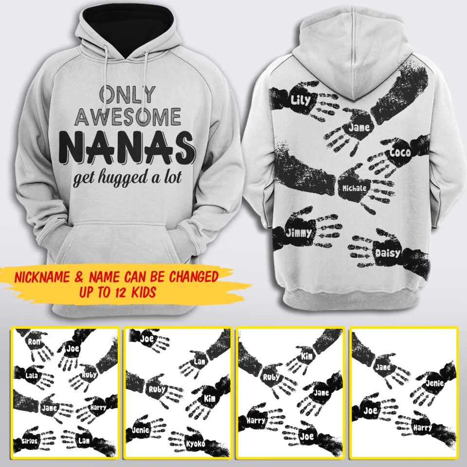 Personalized Only Awesome Grandma Kid Get Hugged A Lot Hoodie - Image 3