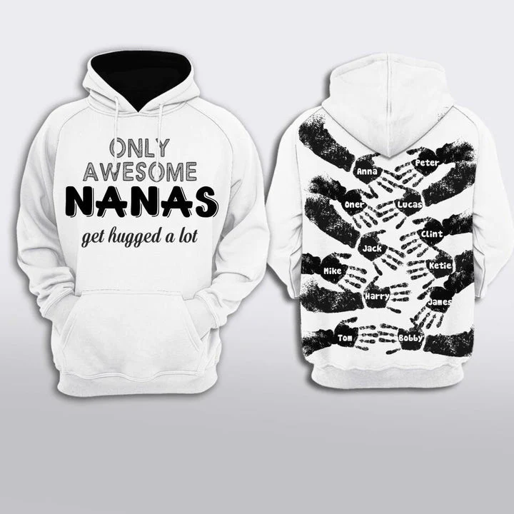 Personalized Only Awesome Grandma Kid Get Hugged A Lot Hoodie - Image 4