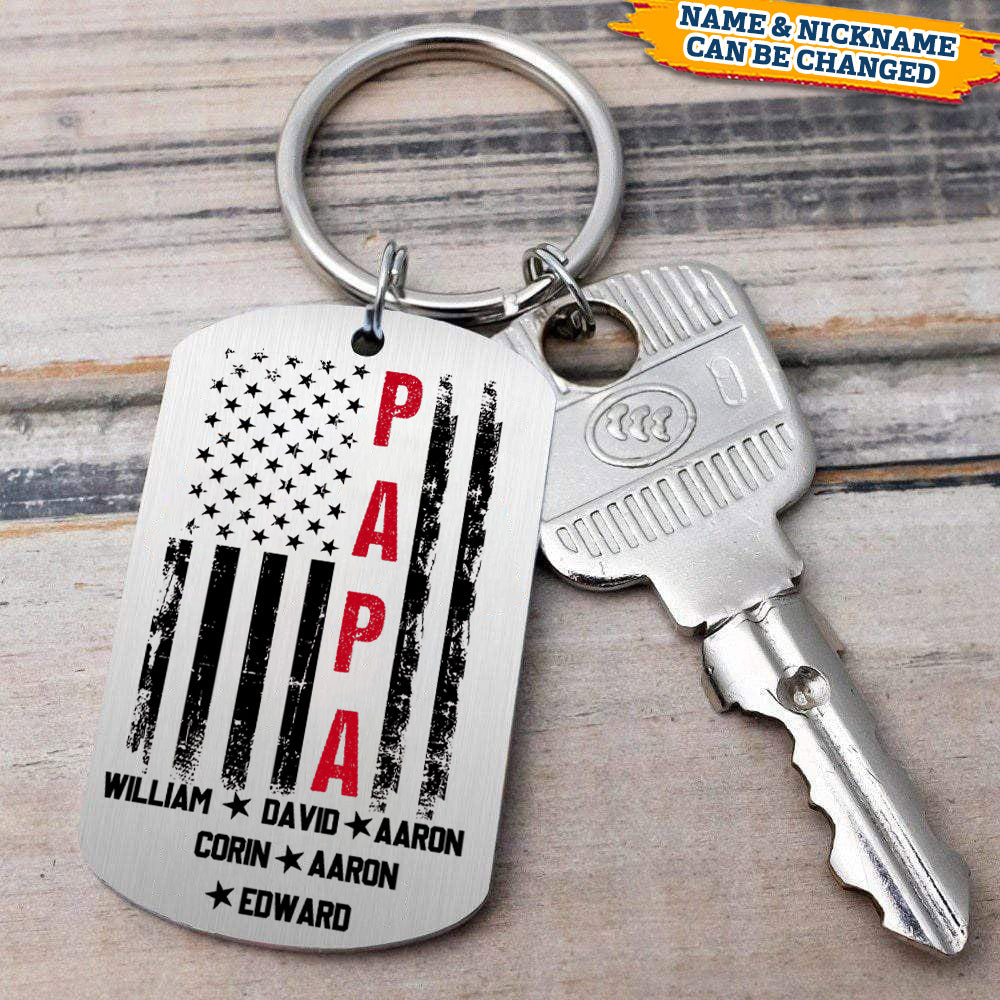 Personalized Papa And Kid Father's day Stainless Steel Keychain - Image 3