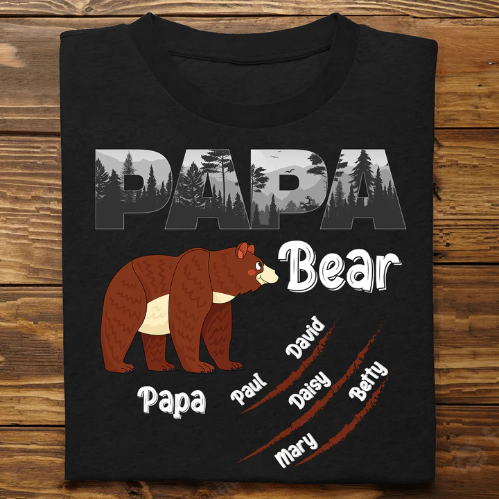Personalized Papa Bear Pure Cotton T-Shirt Gift For Father - Image 2