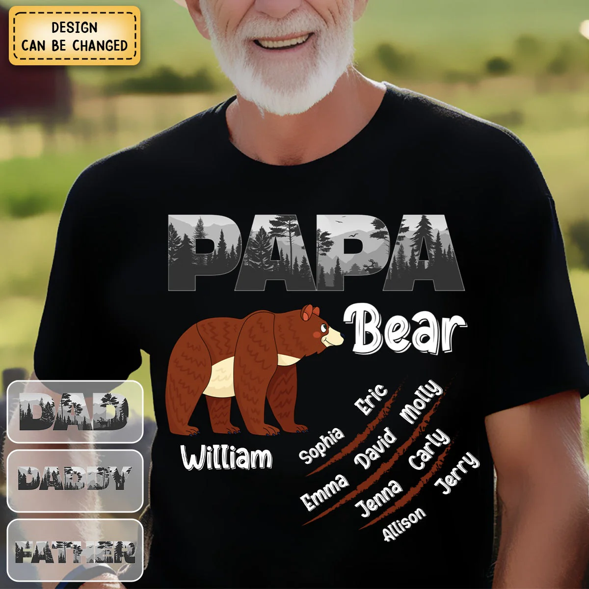 Personalized Papa Bear Pure Cotton T-Shirt Gift For Father - Image 4