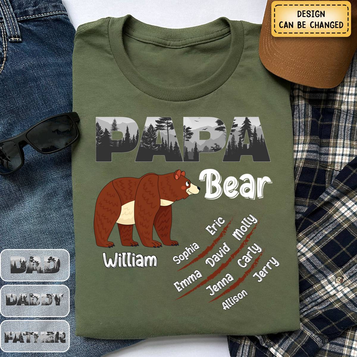 Personalized Papa Bear Pure Cotton T-Shirt Gift For Father - Image 5