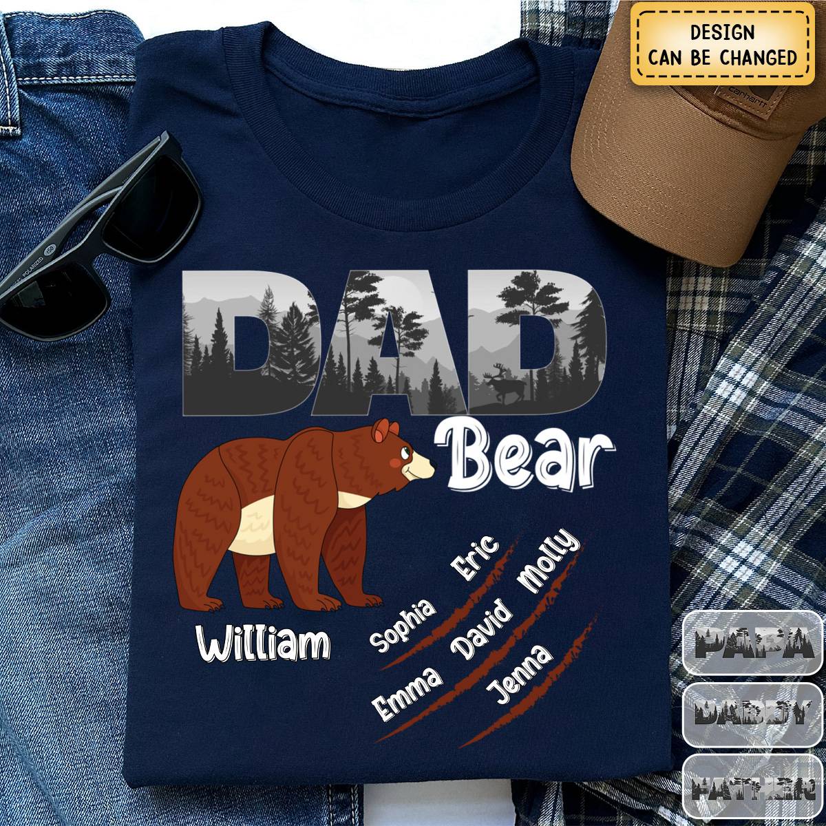 Personalized Papa Bear Pure Cotton T-Shirt Gift For Father - Image 6