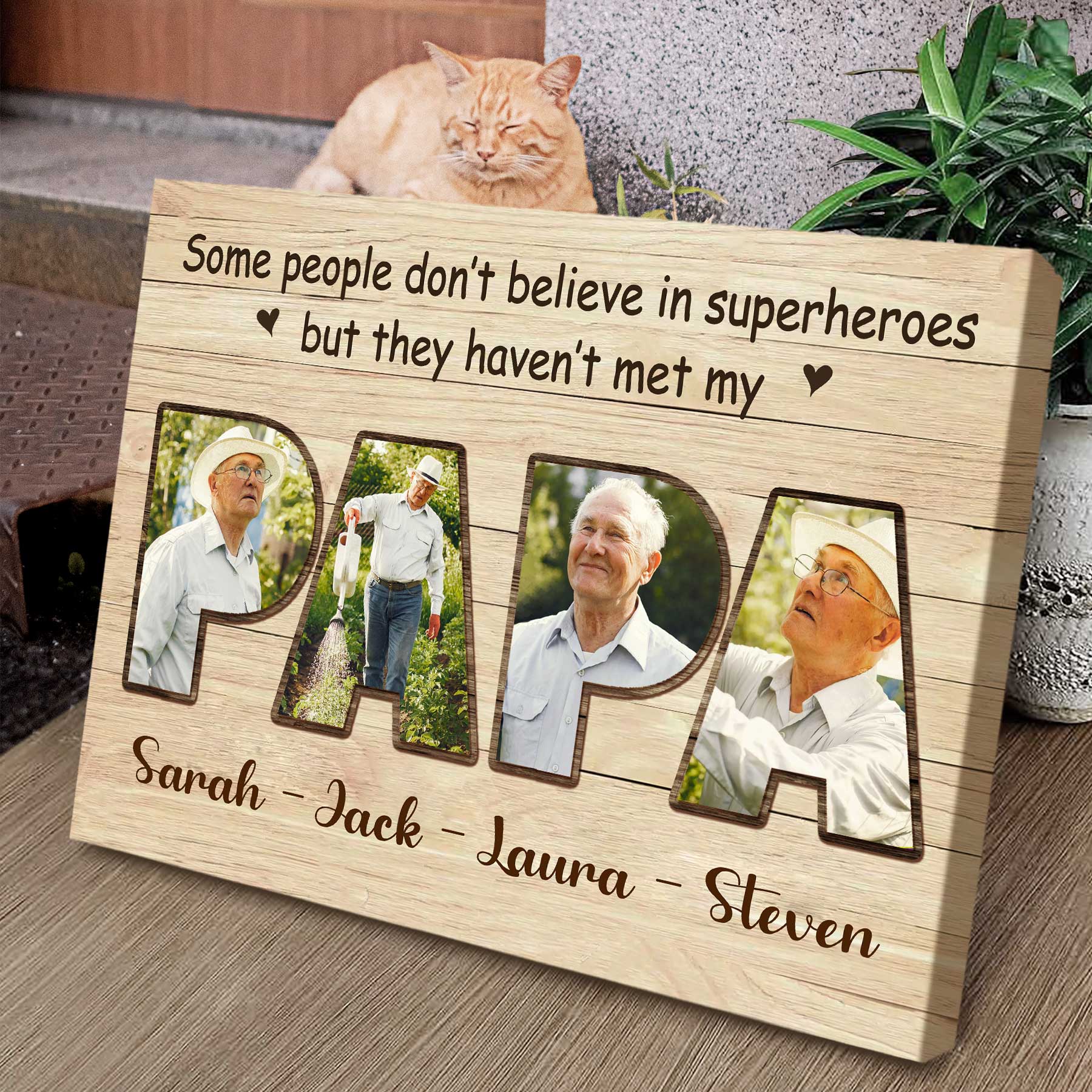 Personalized Papa Photo Collage Canvas Poster, Father's Day Gifts For Papa Grandpa - Image 3