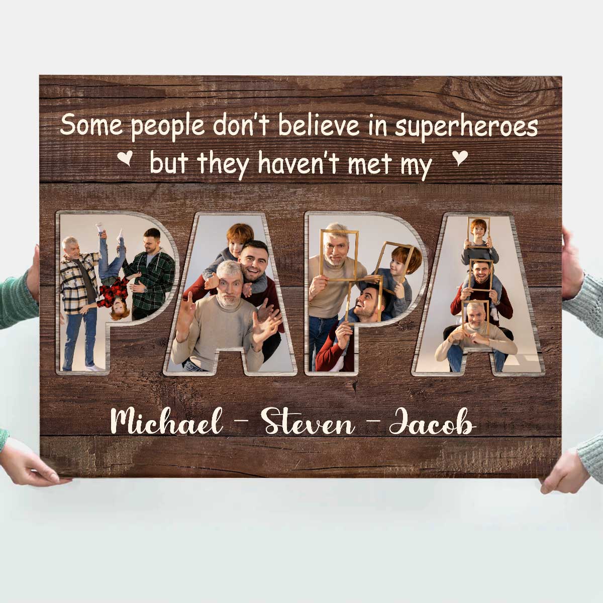 Personalized Papa Photo Collage Canvas Poster, Father's Day Gifts For Papa Grandpa - Image 5