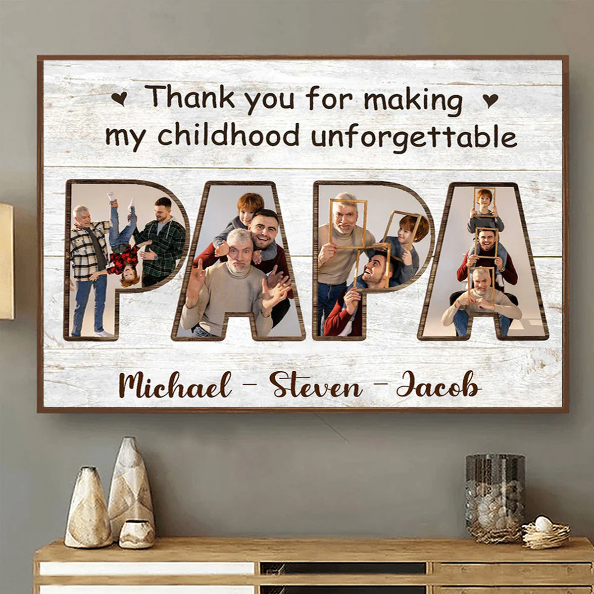 Personalized Papa Photo Collage Canvas Poster, Father's Day Gifts For Papa Grandpa - Image 6