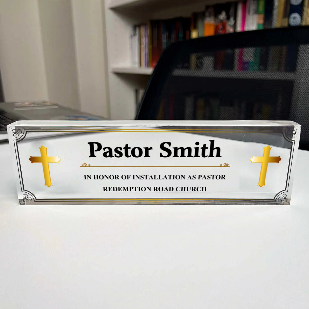 Personalized Pastor Desk Name Acrylic Plaque,Acrylic Office Name Sign, Pastor Desk Name Plate - Image 2