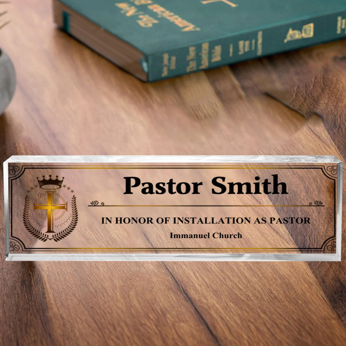 Personalized Pastor Desk Name Acrylic Plaque,Acrylic Reverend Name Sign - Image 3