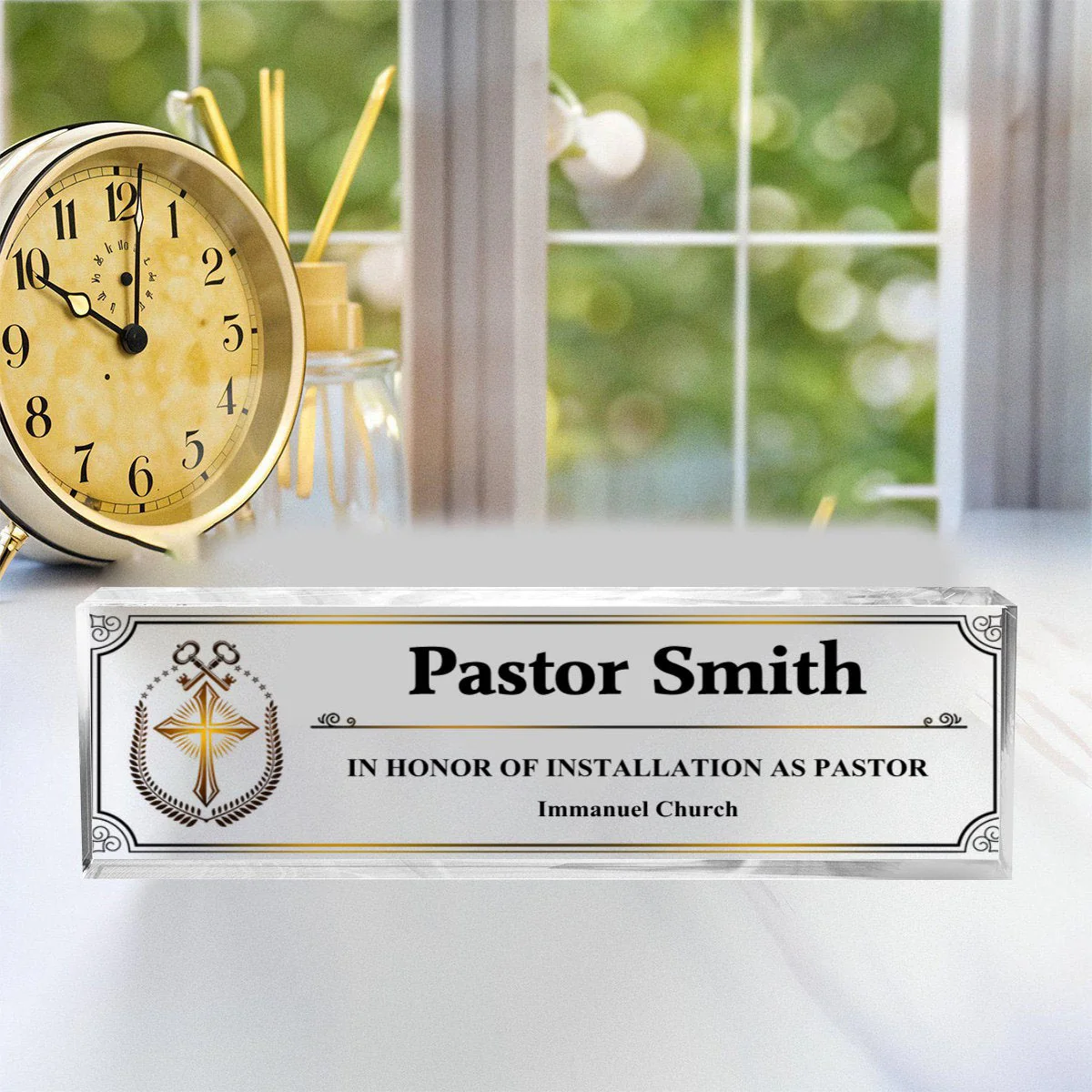 Personalized Pastor Desk Name Acrylic Plaque,Acrylic Reverend Name Sign - Image 4