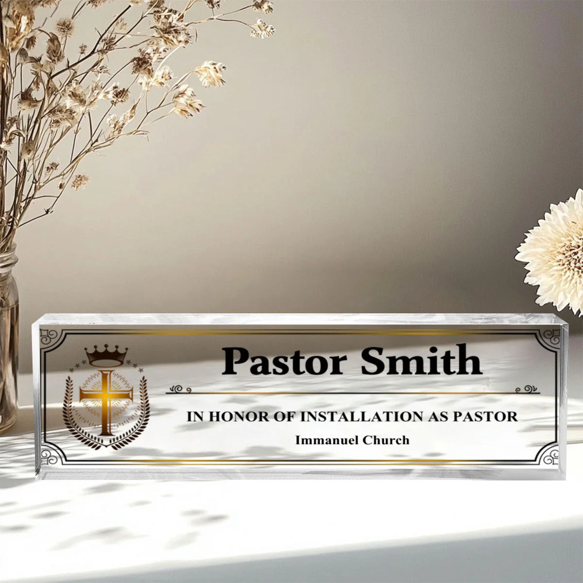 Personalized Pastor Desk Name Acrylic Plaque,Acrylic Reverend Name Sign - Image 6