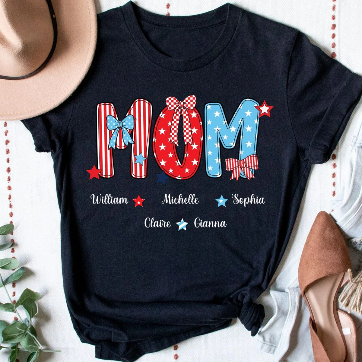 Personalized Patriotic American Flag Gigi Custom Gigi And Grandkids T Shirt - Image 2