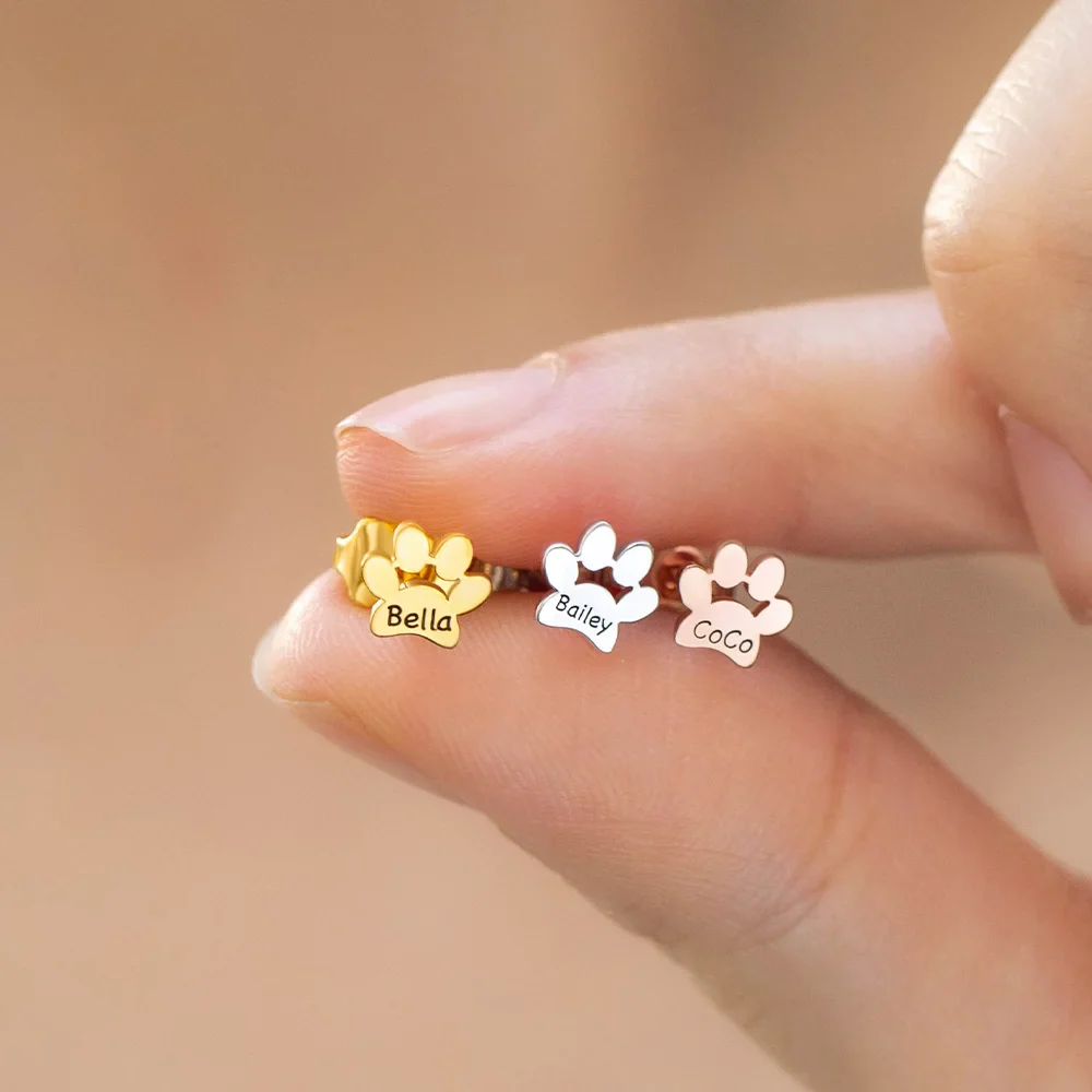 Personalized Paw Earrings, Gift for Pet Lovers, Pet Remembrance Studs - Image 10