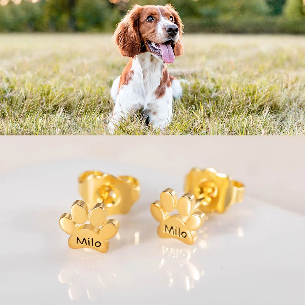 Personalized Paw Earrings, Gift for Pet Lovers, Pet Remembrance Studs - Image 12