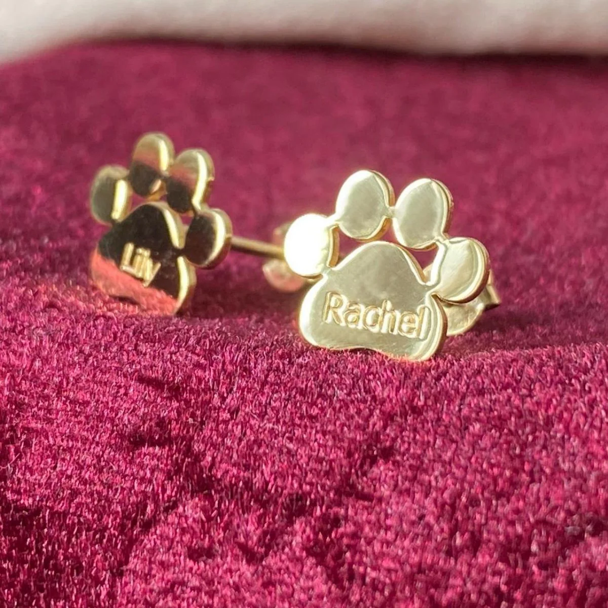 Personalized Paw Earrings, Gift for Pet Lovers, Pet Remembrance Studs - Image 3