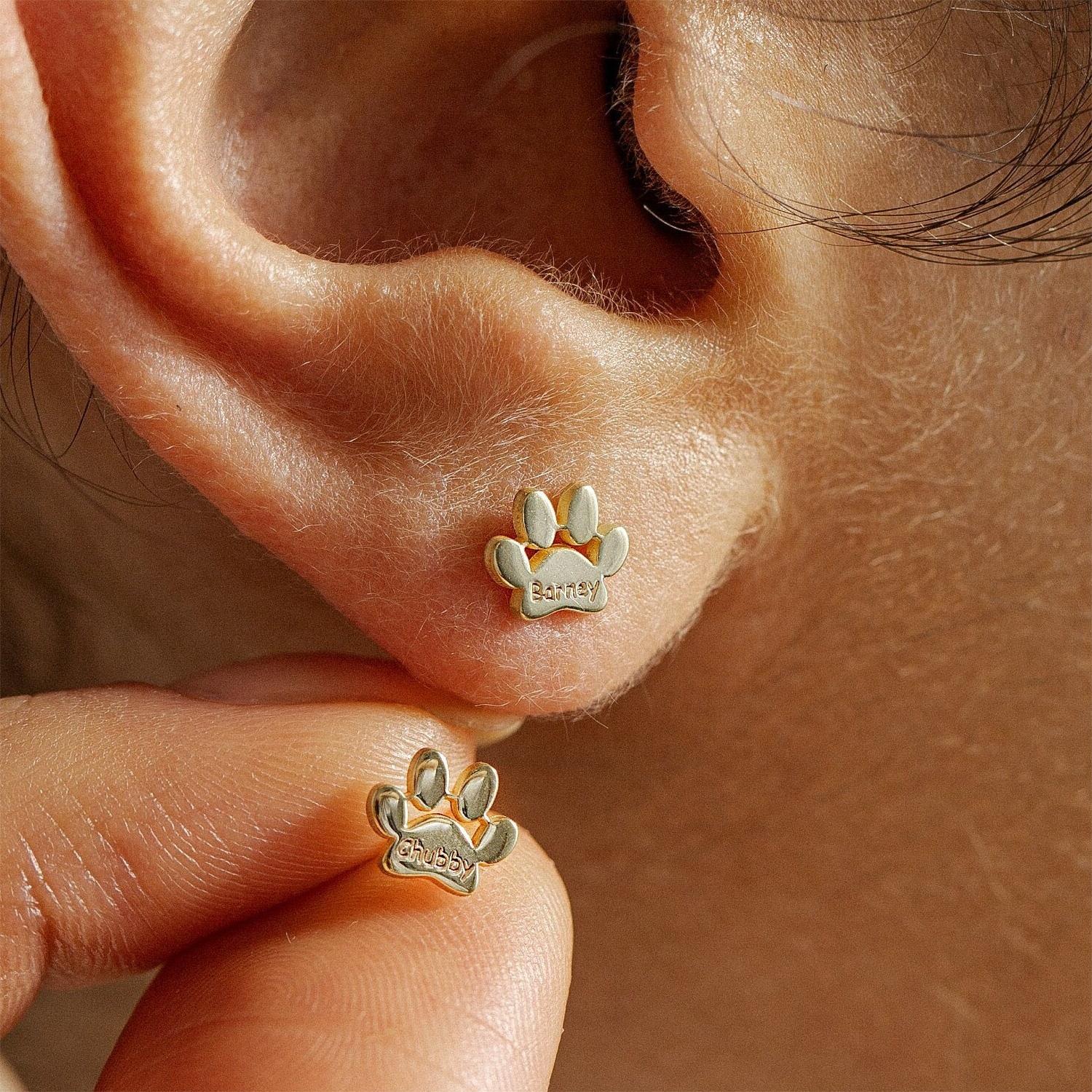 Personalized Paw Earrings, Gift for Pet Lovers, Pet Remembrance Studs - Image 6