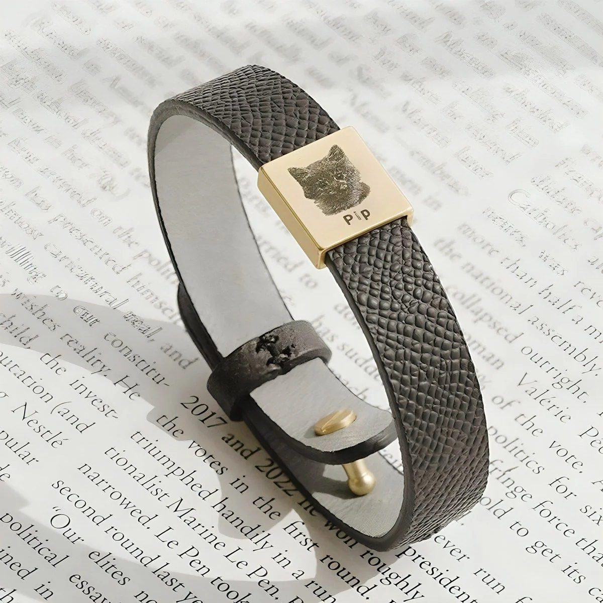 Personalized Pet Dog Cat Portrait Leather Bracelet - Image 2