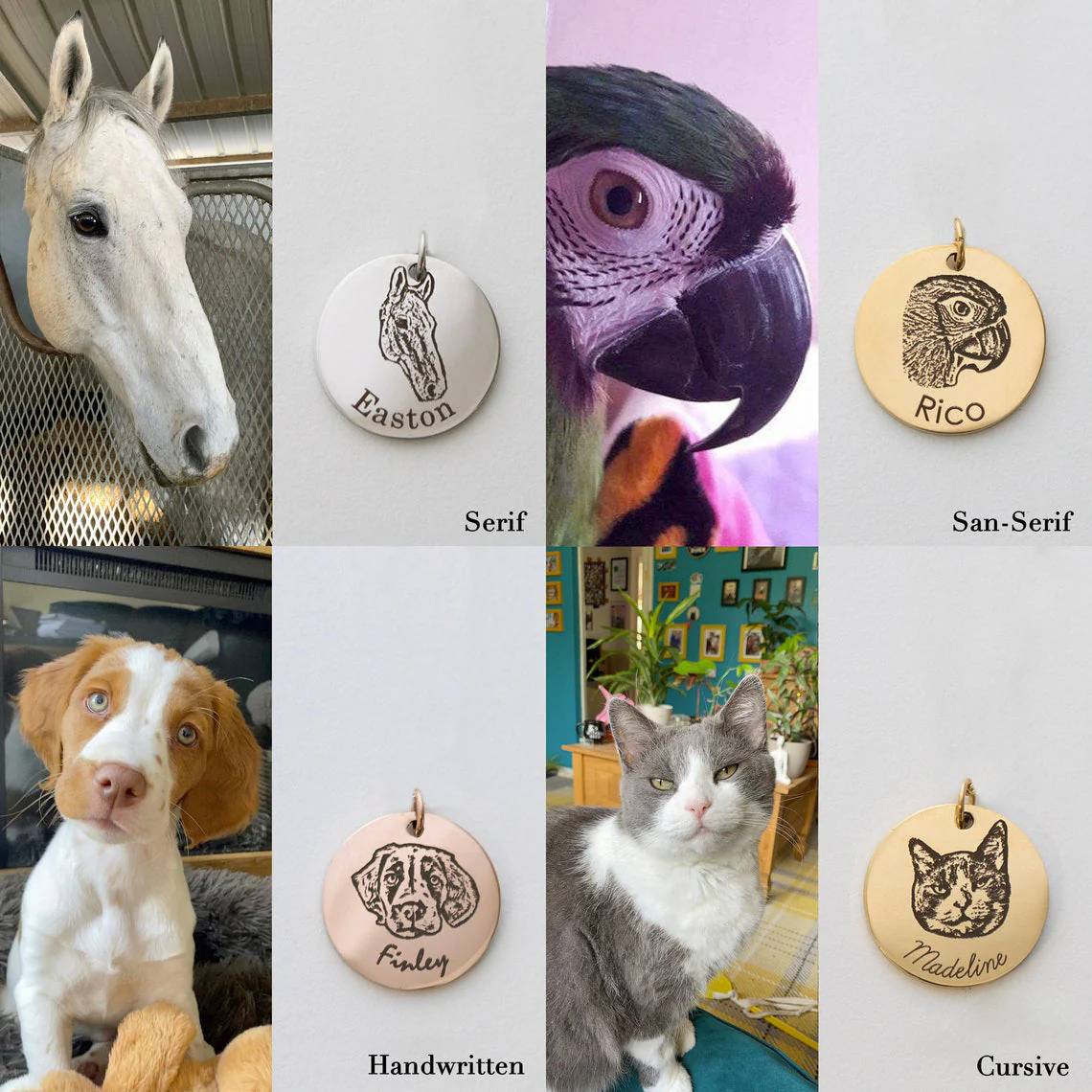 Personalized Pet Dog Cat Portrait Photo Name Key Chain - Image 2