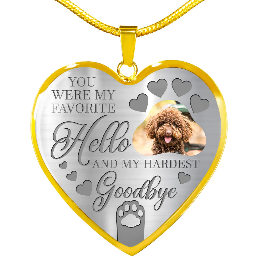 Personalized Pet Memorial Heart Necklace You Were My Favorite Hello For Pet - Image 3