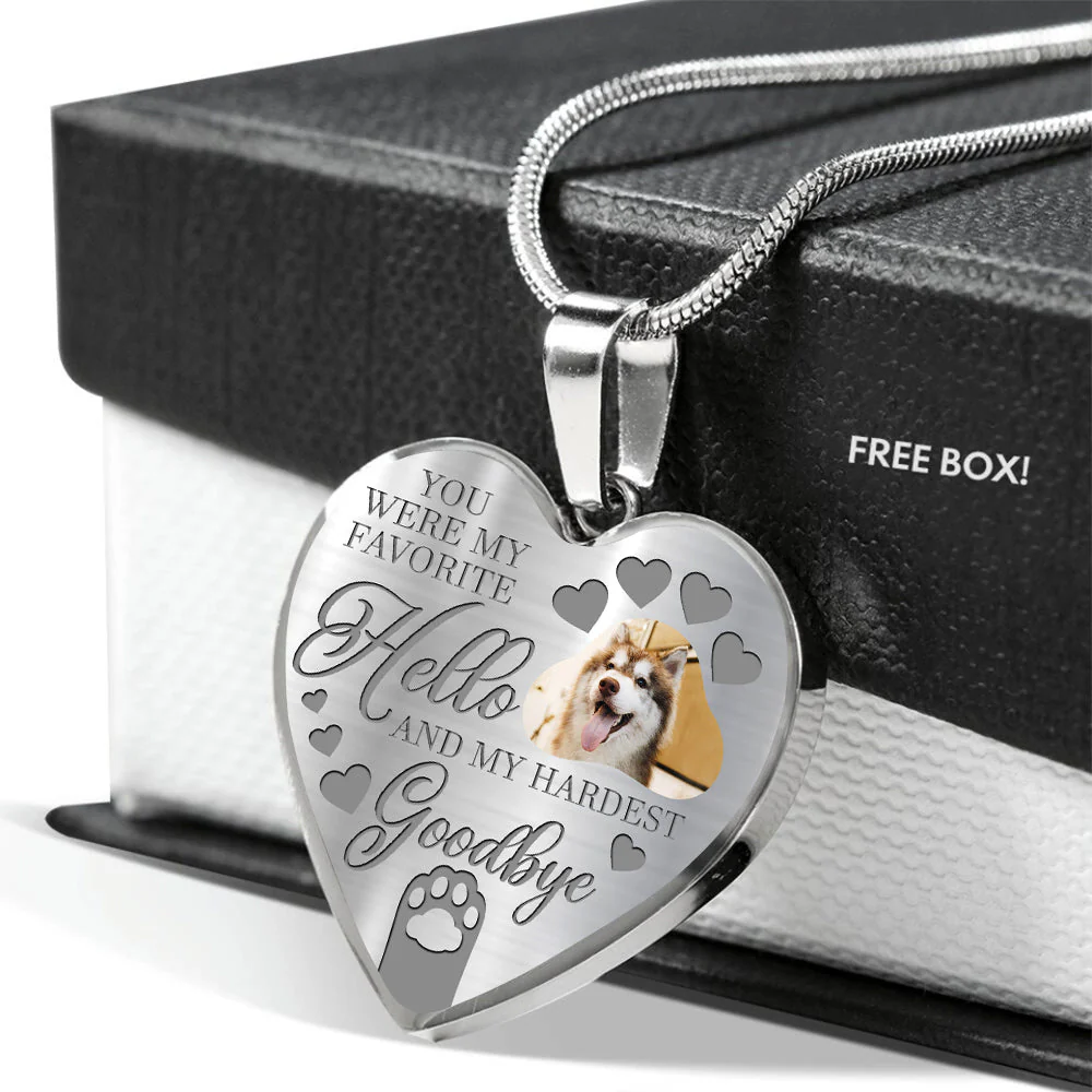 Personalized Pet Memorial Heart Necklace You Were My Favorite Hello For Pet - Image 4