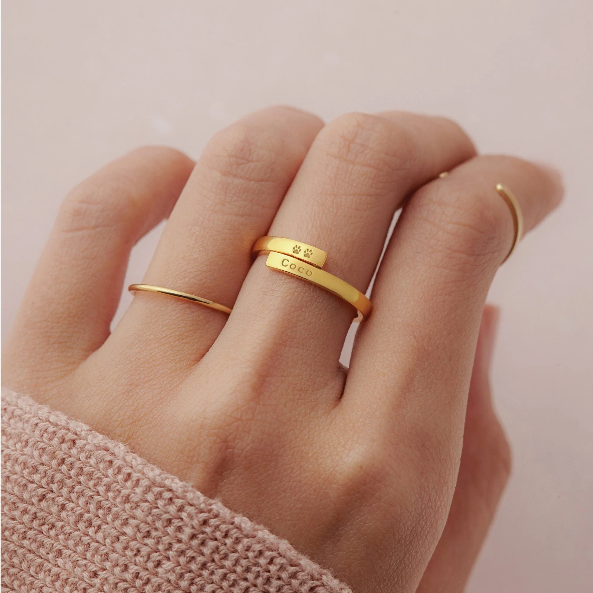 Personalized Pet Name Ring Loss of Pet Gift - Image 2