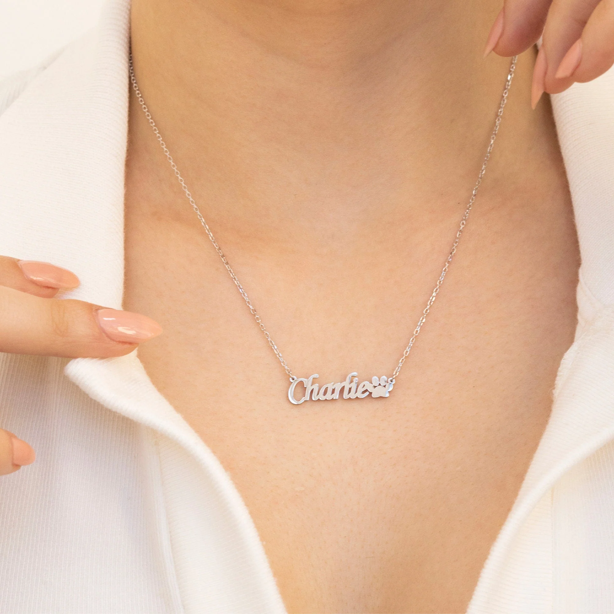 Personalized Pet Name with Paw Memorial Necklace - Image 5