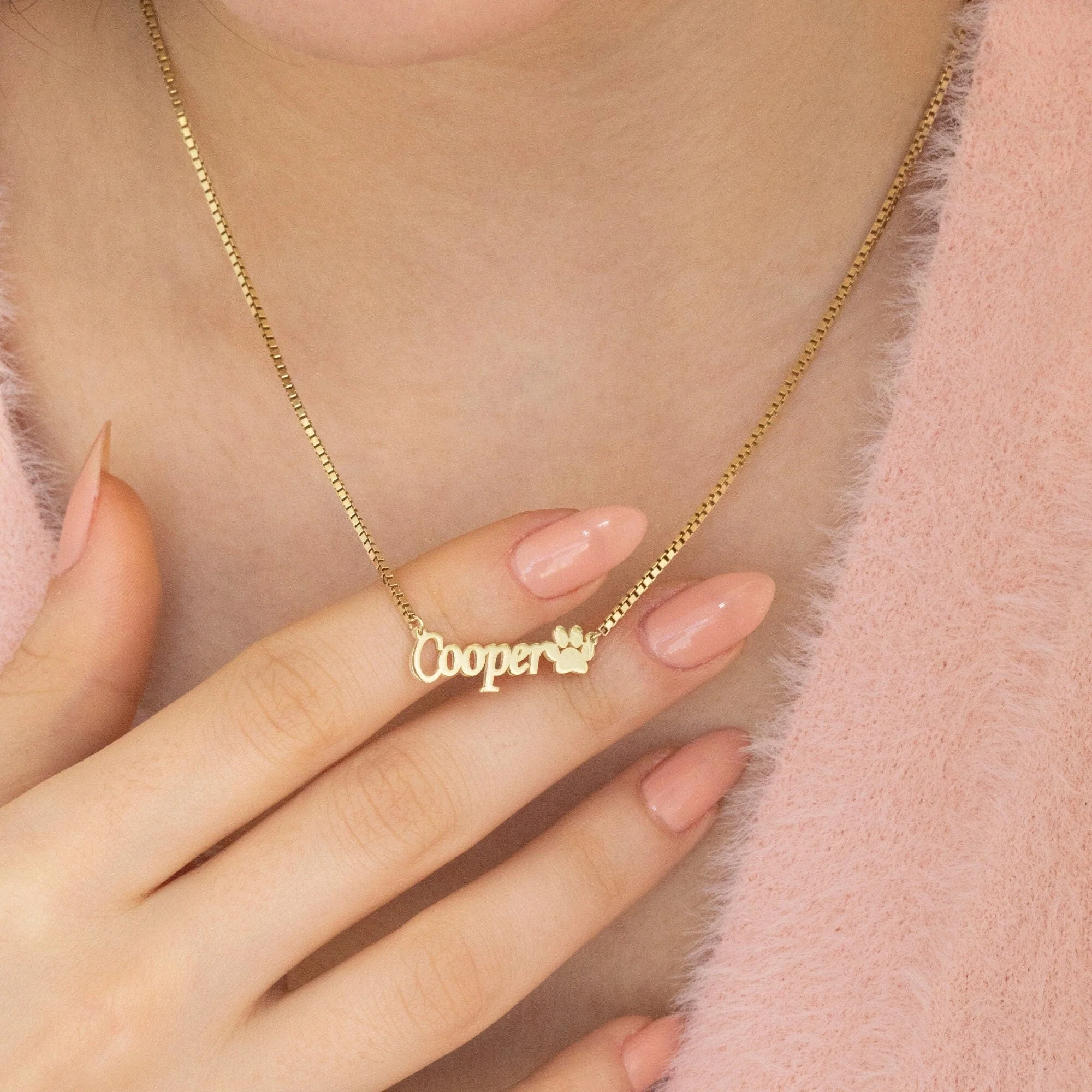 Personalized Pet Name with Paw Memorial Necklace - Image 8