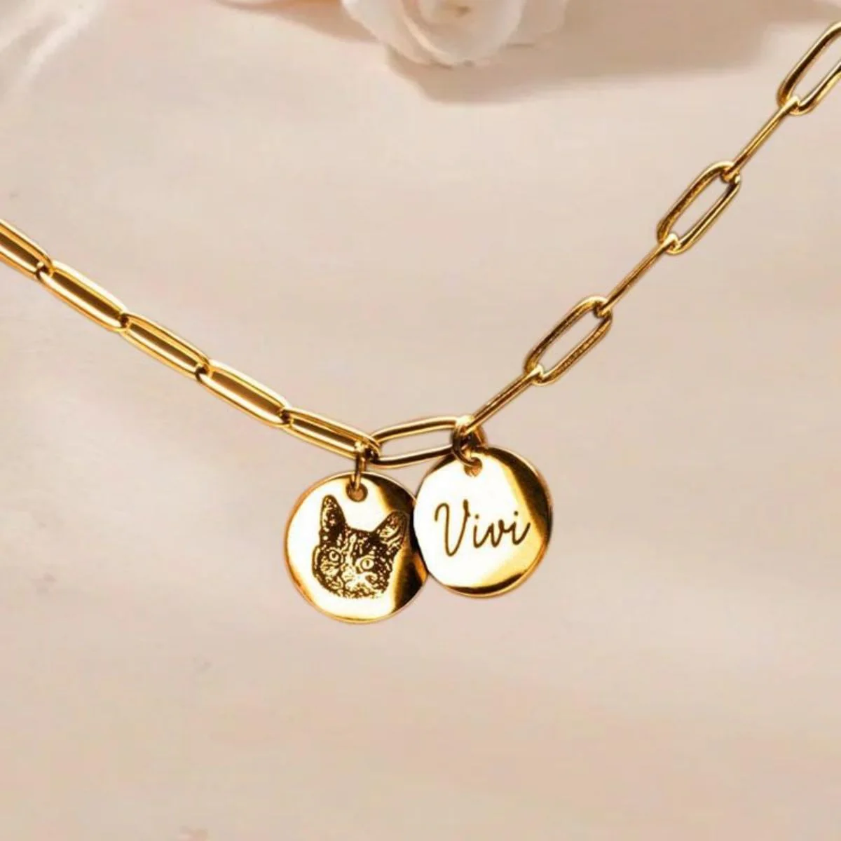 Personalized Pet Portrait Paperclip Necklace - Image 4