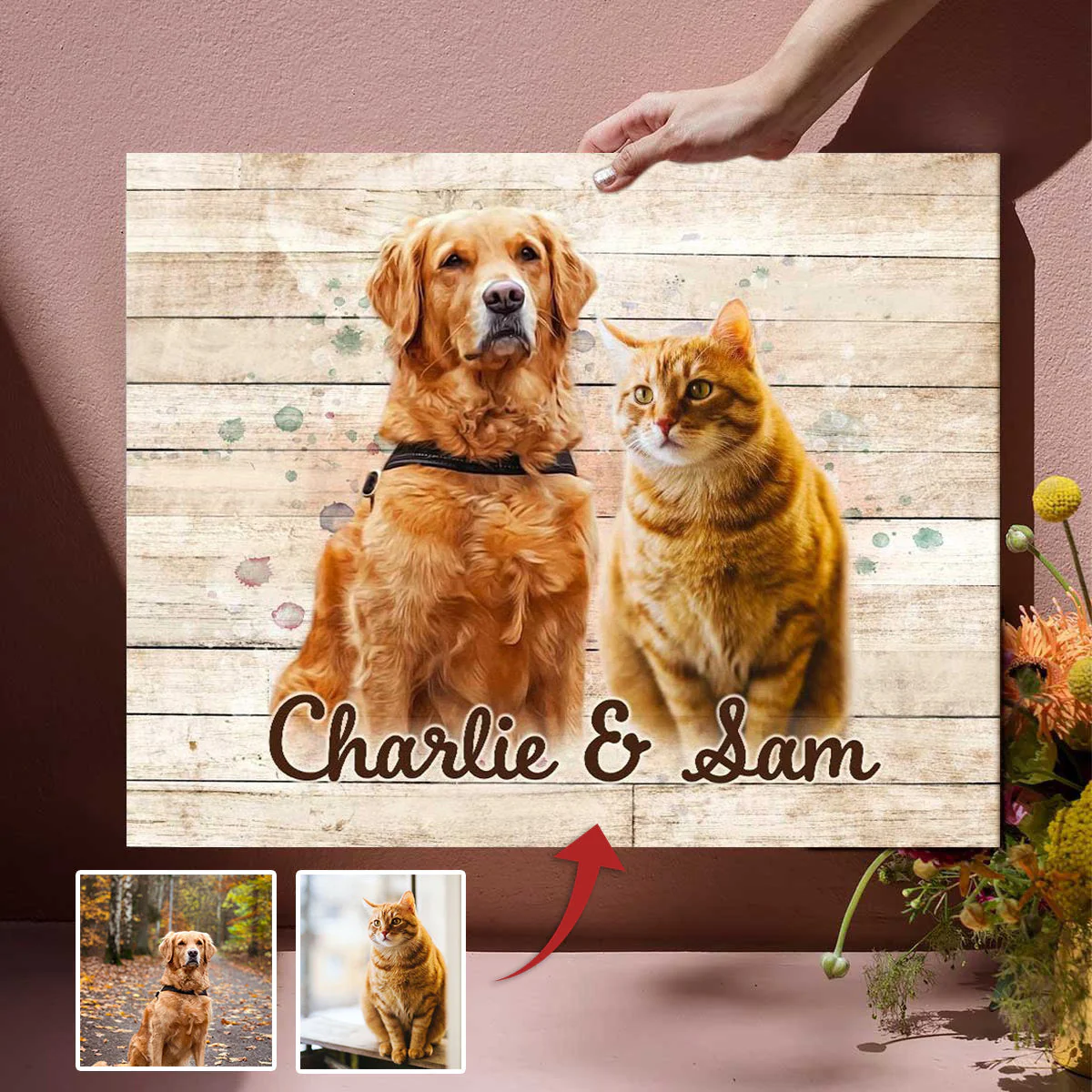 Personalized Pet Portrait Wall Art Poster, Multiple Pet Portrait - Image 3