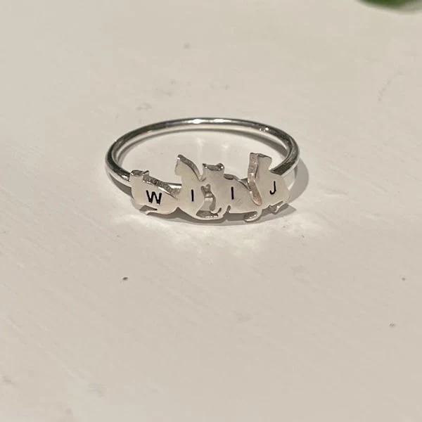 Personalized Pet Ring Pet Lover Memorial Gift Sympathy Gift Stackable Engraved Animal Initial Ring - Image 10